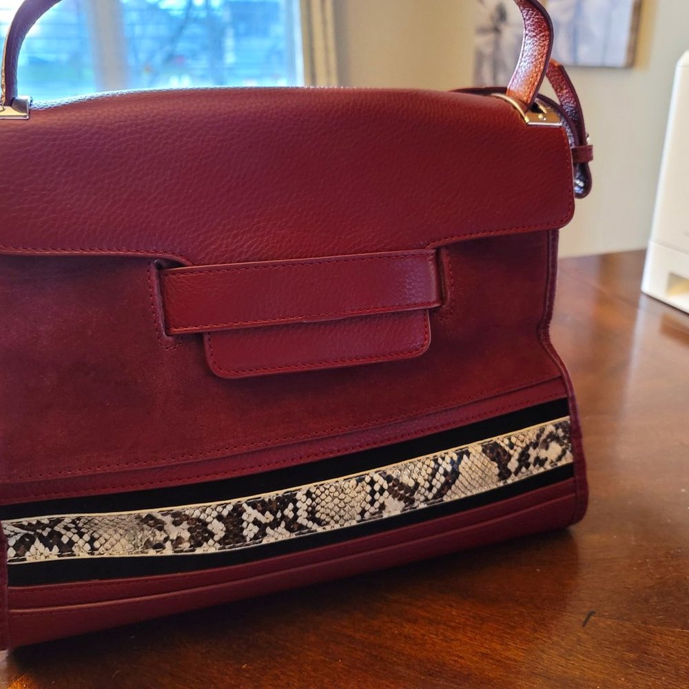 Sam Edelman Terri Flap Leather Satchel Maroon